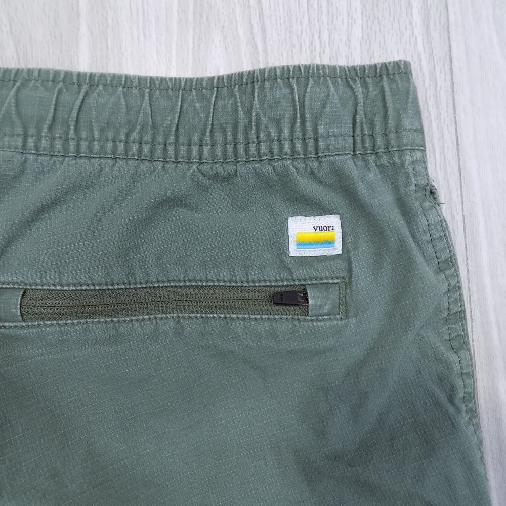 Vuori V412 Ripstop Pant Men S Olive Green Drawstring Elastic Waist Casual EUC